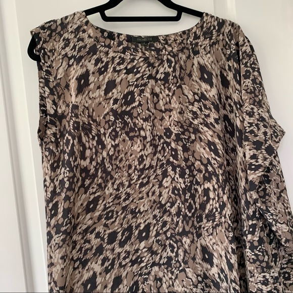 Rachel Zoe Brown Patterned Asymmetrical Silk Top Size 2 - Picture 4 of 6